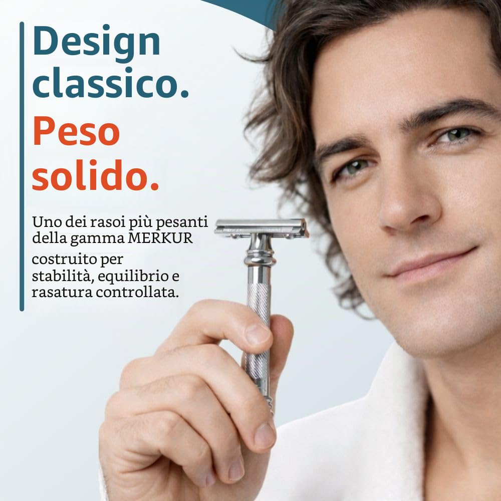 Merkur 38C Barber Pole Rasoio a manico lungo, con lama di sicurezza
