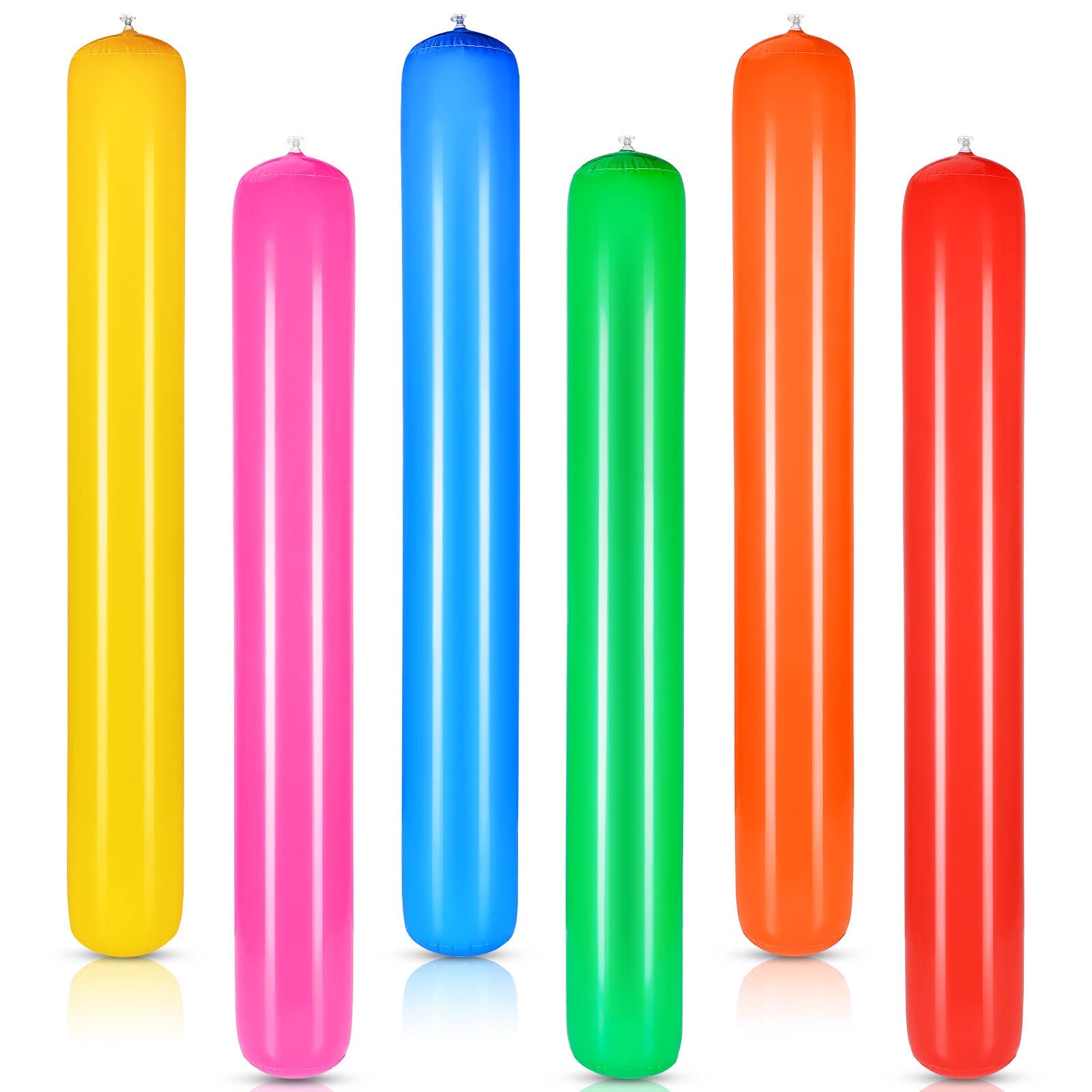 PFUTURE 6 Pcs Pool Inflatable Sticks, 41.3 Inch Blow up Pool Noodle Colorful PVC Outdoor Water Games Toy Pool Noodles Floats for Adults Summer Swimming Pool Beach Lake Party Sports Decor, 6 Colors