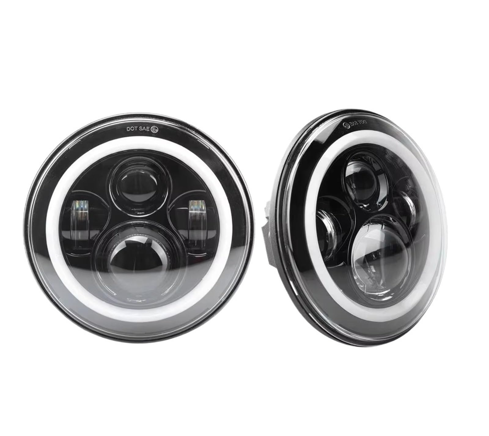 Faro Principale Fari Anteriori A LED Da 7" Con Luci Angel Eyes Complete Per Nissan Patrol Y60 Safari Fanale anteriori(Pair black SET)