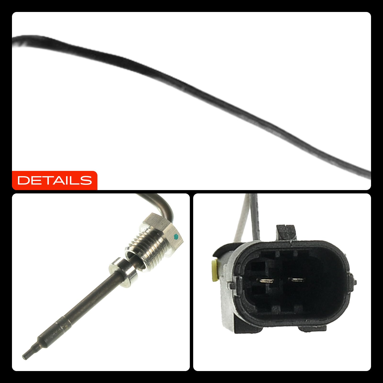 Frankberg Sensor de temperatura de gases de escape 2 Polos Compatible con 9-3 cabrio YS3F 9-3 Touring E50 9-3 D75 D79 E79 YS3F 9-3X YS3 Replace# 7451948,55557052