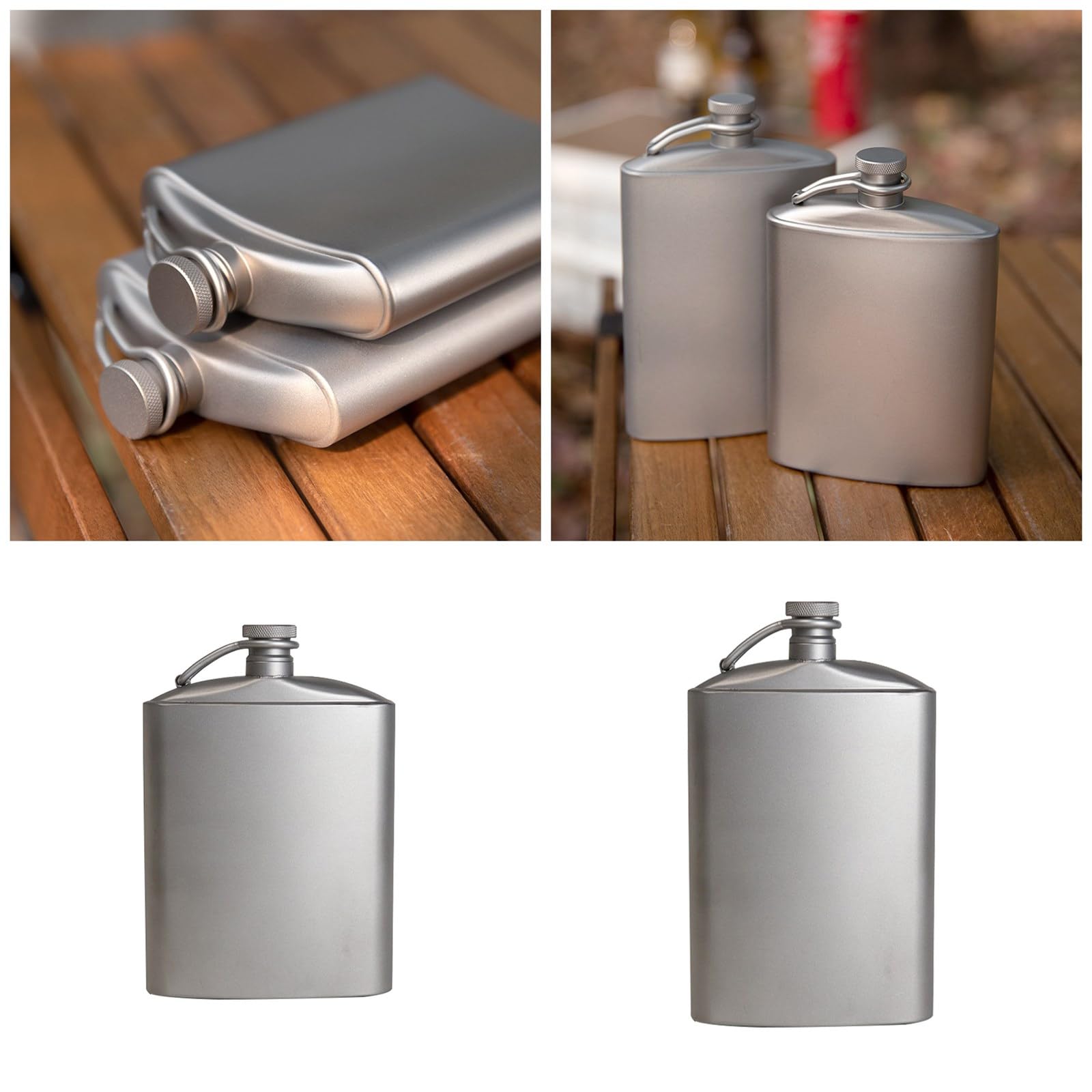 Montesy Portable Hip Flask 260ml/200ml with Screw Caps Portable Wine Bottle for Camping and Outdoors Adventure