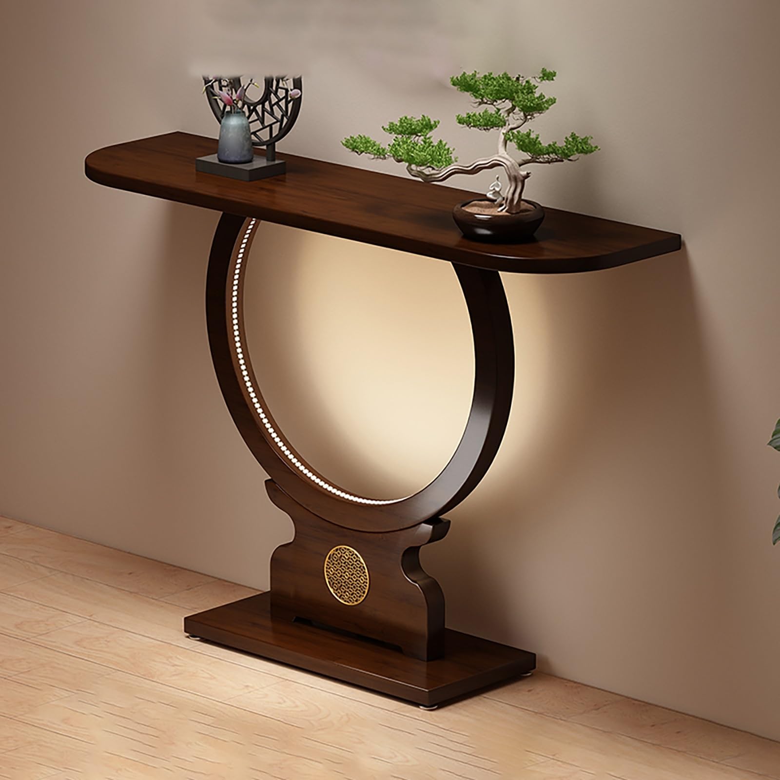 Mesa de entrada con luces y diseño compacto que ahorra espacio en pasillos 1