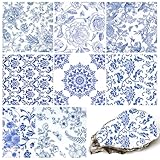 LSYAHCYY Decoupage Napkins Assorted Floral 27 Pack 9 Styles for DIY Crafting Birthday Party ， Decorative Decoupage Napkins Cocktail Paper ，Each Unfolded 13 Inch (Blue Floral)