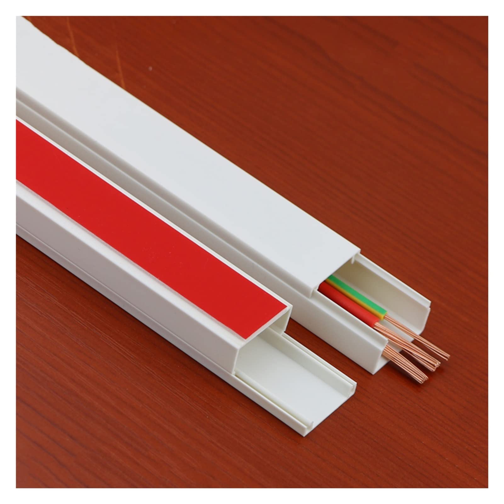 Protector de Cables para Suelos, Paquete de 2 pasacables de PVC Blanco for Pared, for la gestión de Cables en Varios tamaños.(25x15mm/0.98x0.59in)
