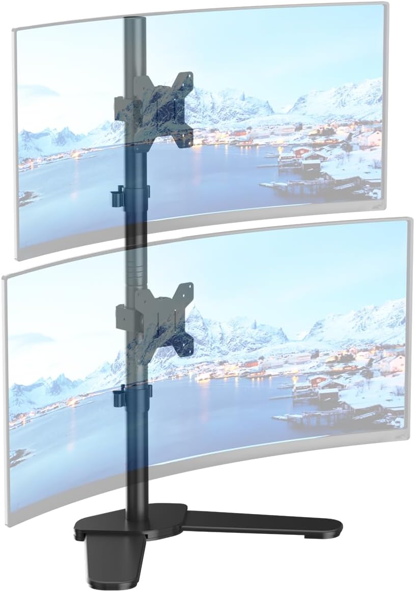 Dual Monitor Stand Free Standing Desk Mount Monitor Arm Fits Two Screens up to 32 inch 22 lbs Fully Adjustable Arms with Max VESA 100x100mm (ML7802)