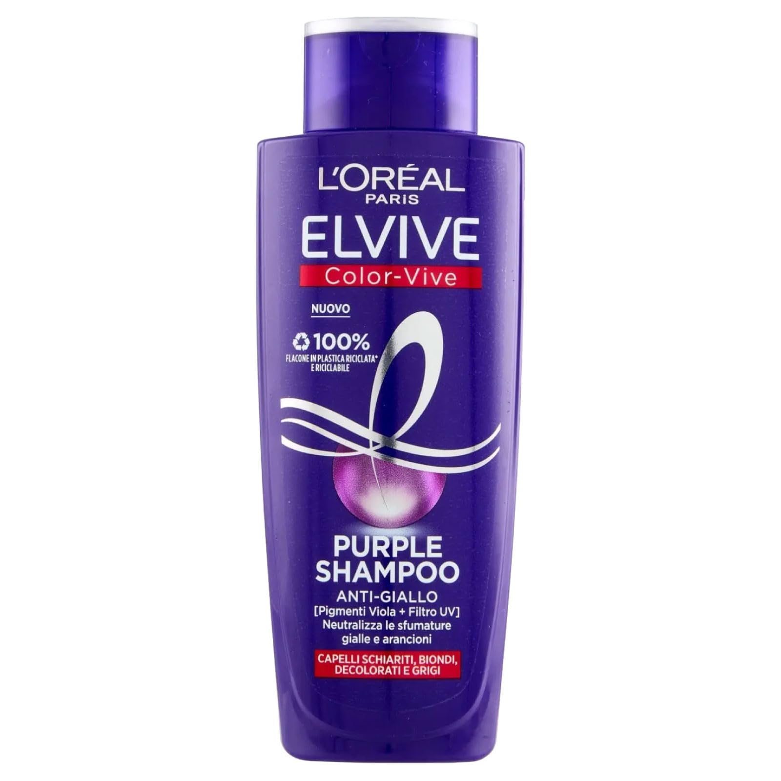 L'Oréal Paris Elvive Color Vive Purple Shampoo Anti Żółty do włosów Szary i Blond Odbarwiony neutralizuje żółte i pomarańczowe odcienie - 6 butelek 200 ml