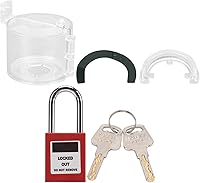 Yosoo 38mm Emergency Stop Button Cap with Padlock - Industrial Lockout Tagout Safety Cover for Chemical, Electric Power, Coal Mine