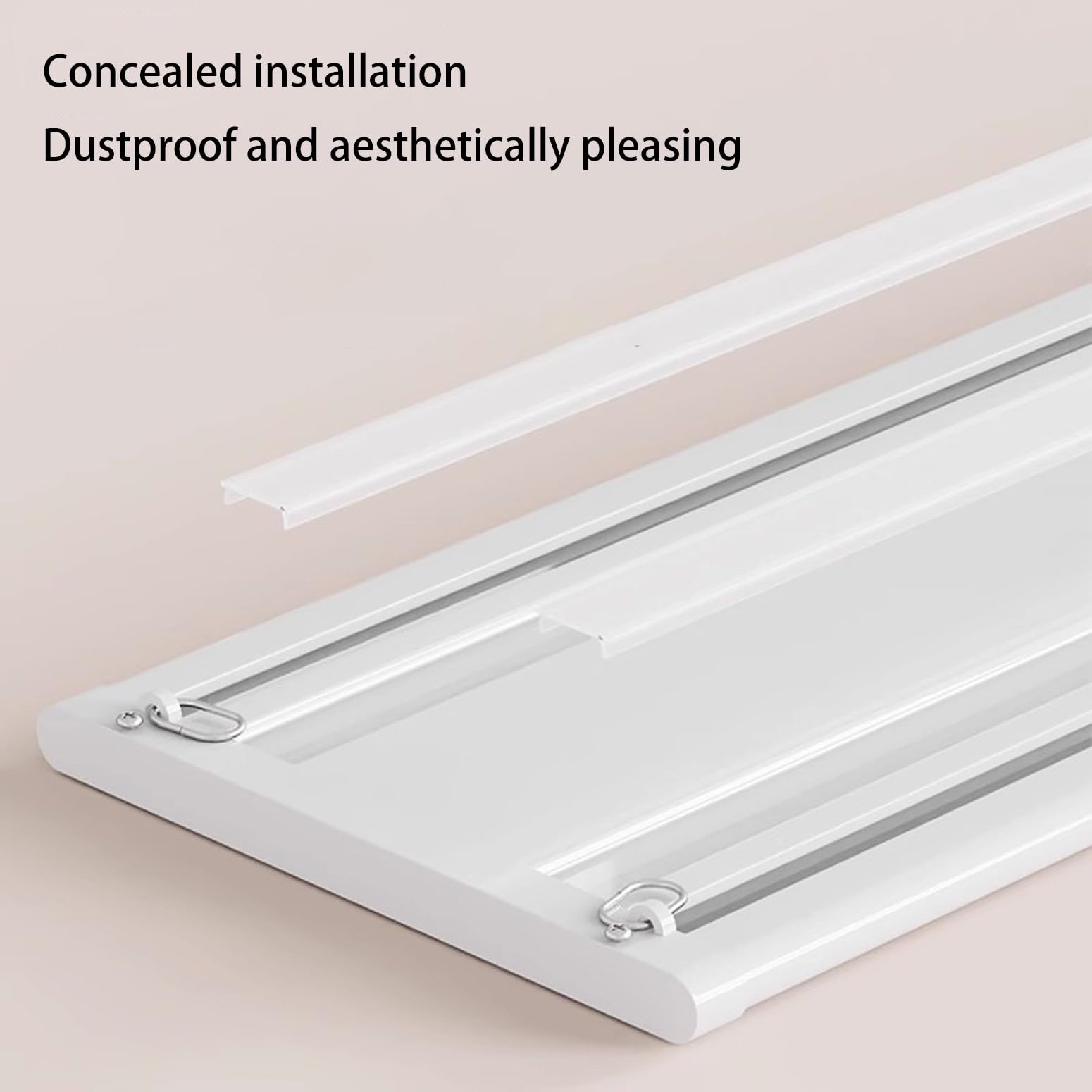 Podwójny system szyn do zasłon – 2-warstwowa montowana na suficie czarna aluminiowa szyna do draperii, cicha, przesuwna, łatwa instalacja, 1,1 m, idealna do zasłon i zasłon