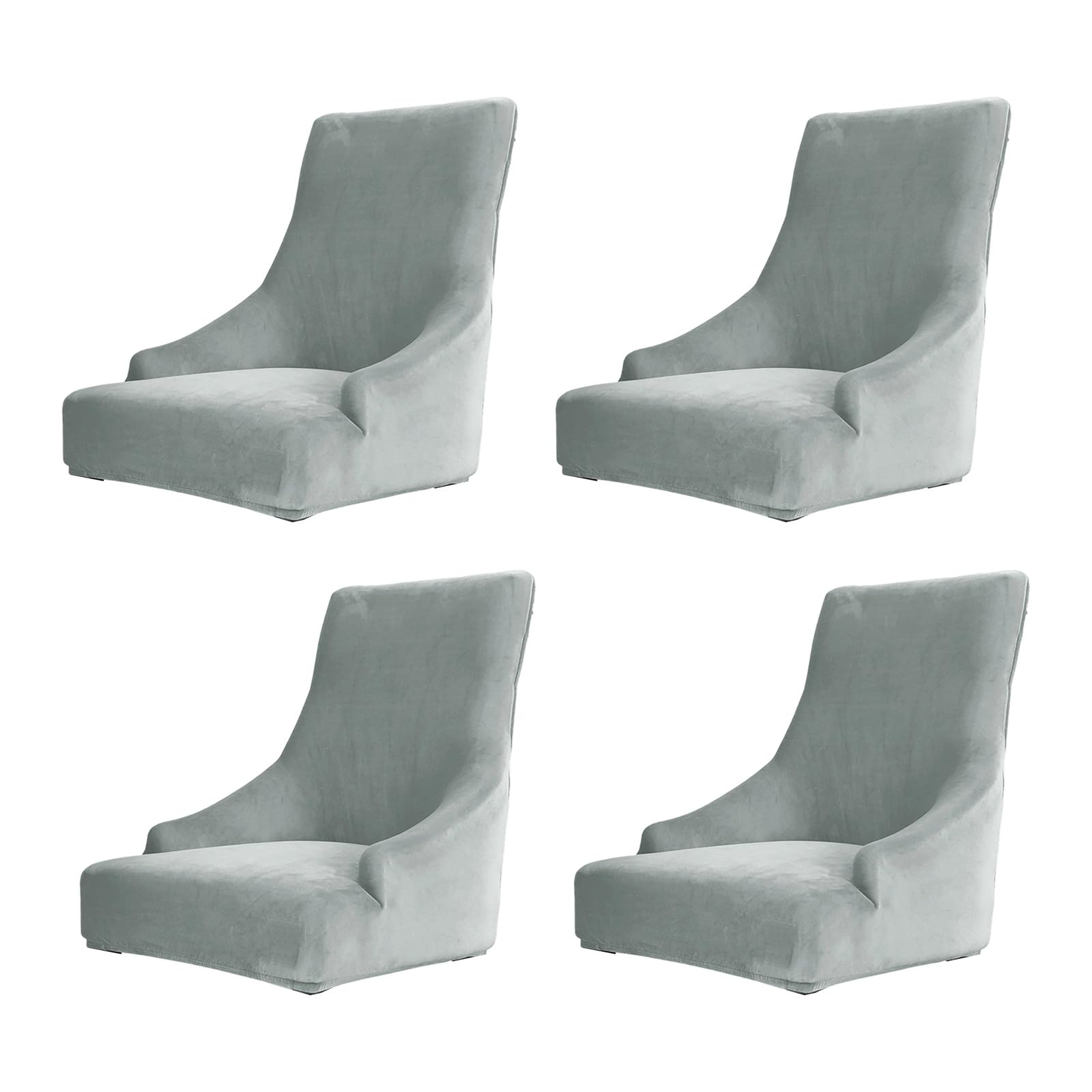 Housse de chaise extensible en velours argenté lavable pour décoration de salle à manger