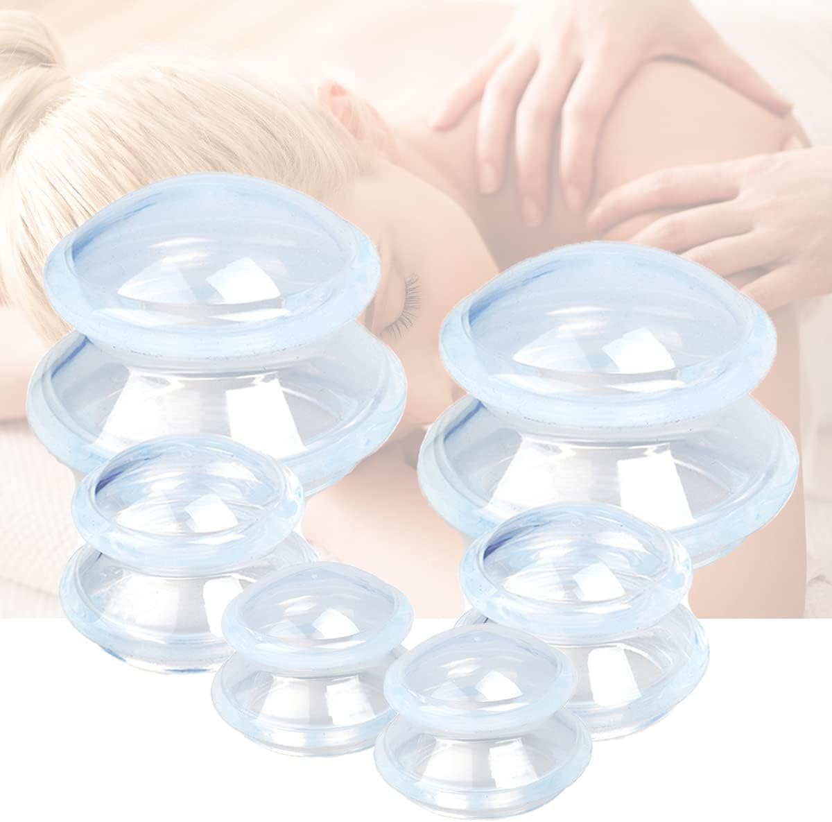 Eiito Cupping Therapy Sets -Silicone Cups Set Firm (6 Cups) Professional Massage Tool for Muscle Soreness Pain Relief Body Neck Knee, Deep Muscle Massager, Anti Cellulite Joint Pain (Clear)