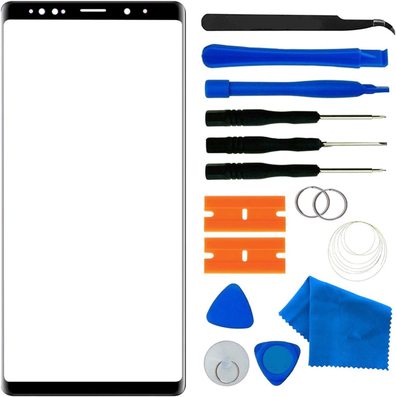 Original Front Glass Replacement Compatible with Samsung Galaxy Note 9 N960 6.4 inch Display Screen incl Tool Kit (Galaxy Note 9 6.4'- Black)
