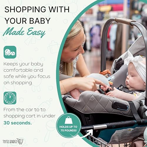 Miniatura 3 de Totes Babies - Car Seat Carrier for Shopping Carts, Allows Babies, Newborns, Infants and Toddlers to Stay Snug or Sleeping in Car Seat While Parents