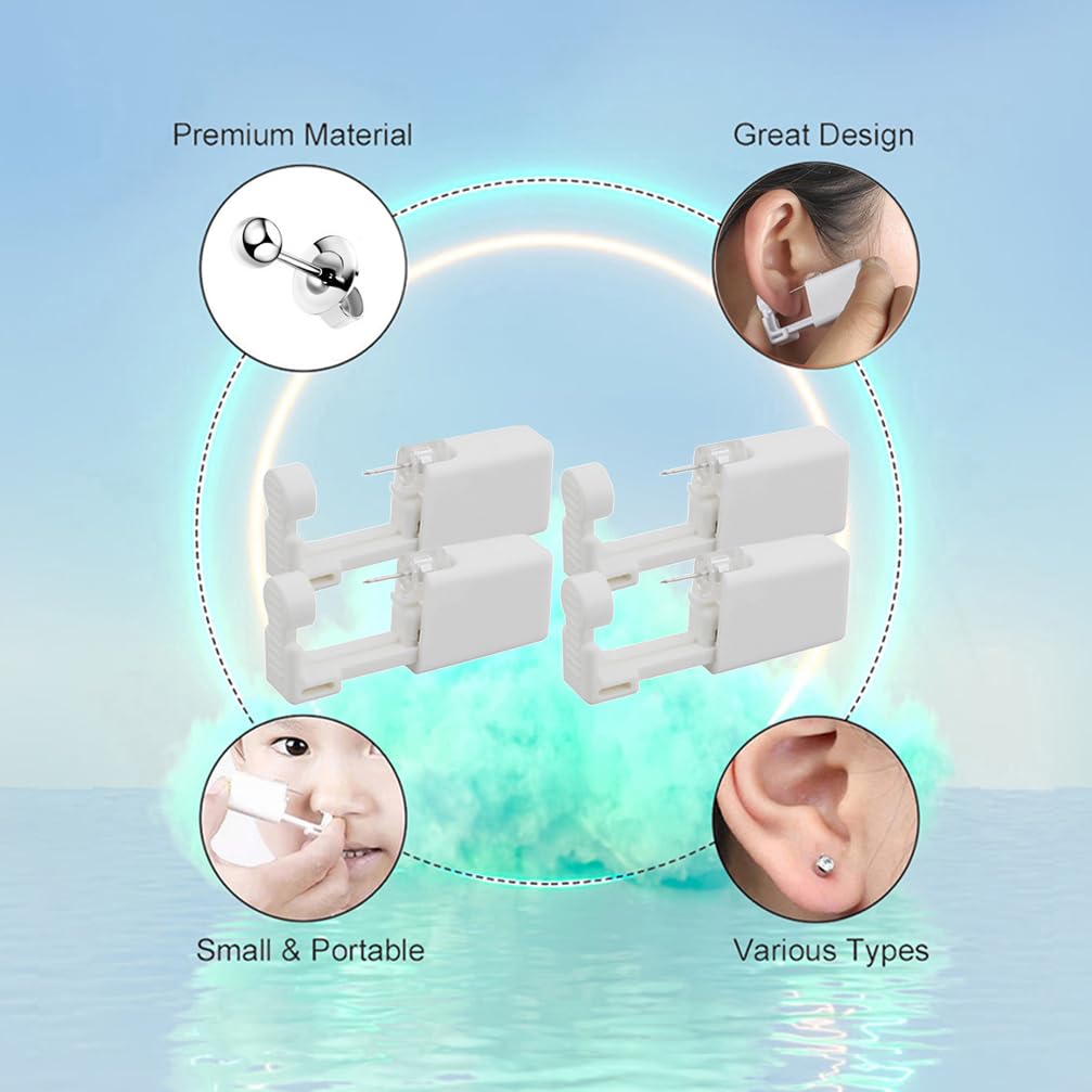 24 Pcs Self Ear Piercing Gun Kits - 24pcs/Set Painless Disposable Sterile Gun with Hypoallergenic Studs,at Home Safety Ear Piercing Gun Kit Tool (Gold cz 4mm 231)