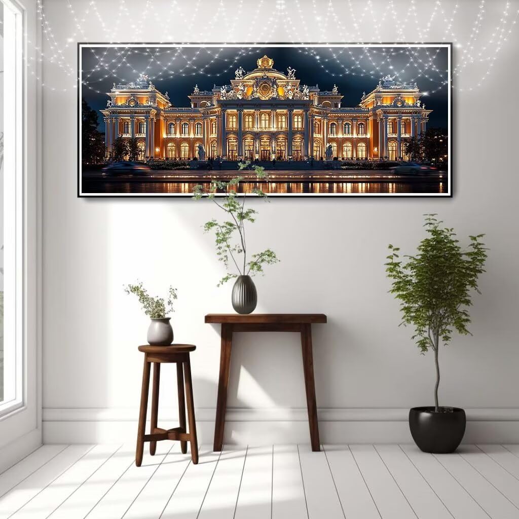 Malarstwo diamentowe 5D "zrób to sam" dla dzieci, mały hotel, krajobraz, obraz diamentowy 70 x 180 cm, tworzenie mozaiki według liczb, zestaw do malowania krzyżykowego, dla dorosłych, do dekoracji