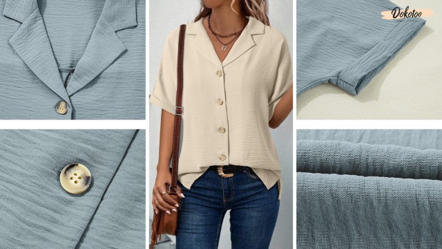 Amazon.com: Dokotoo Womens Summer Tops V Neck Short Sleeve Button