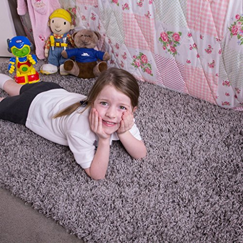 Ontario Silver Grey Bedside Bedroom Floor Shaggy Shag Fluffy Thick Warm Deep Area Rug