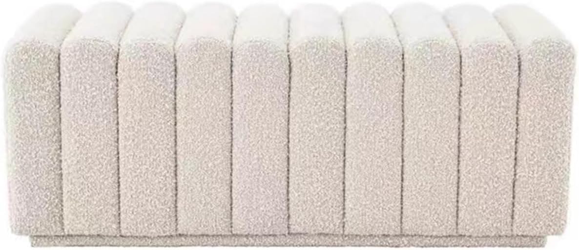 End Stool Bedroom Bench, Boucle Fabric Bench for End of Bed and Entryway, Loveseat Ottoman Footstool Bedroom Bench Vanity Bench Indoor Bench Long Bench(110 * 50 * 40)