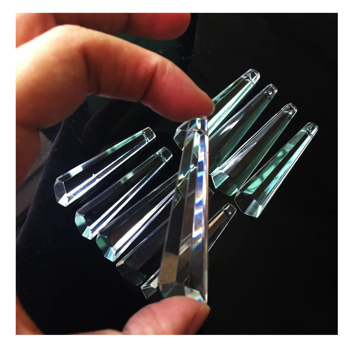 Artsim Crystal Prisms 10Pc 2.5in Hexagon Drop Glass Icicle Pendant Chandelier Replacement Parts