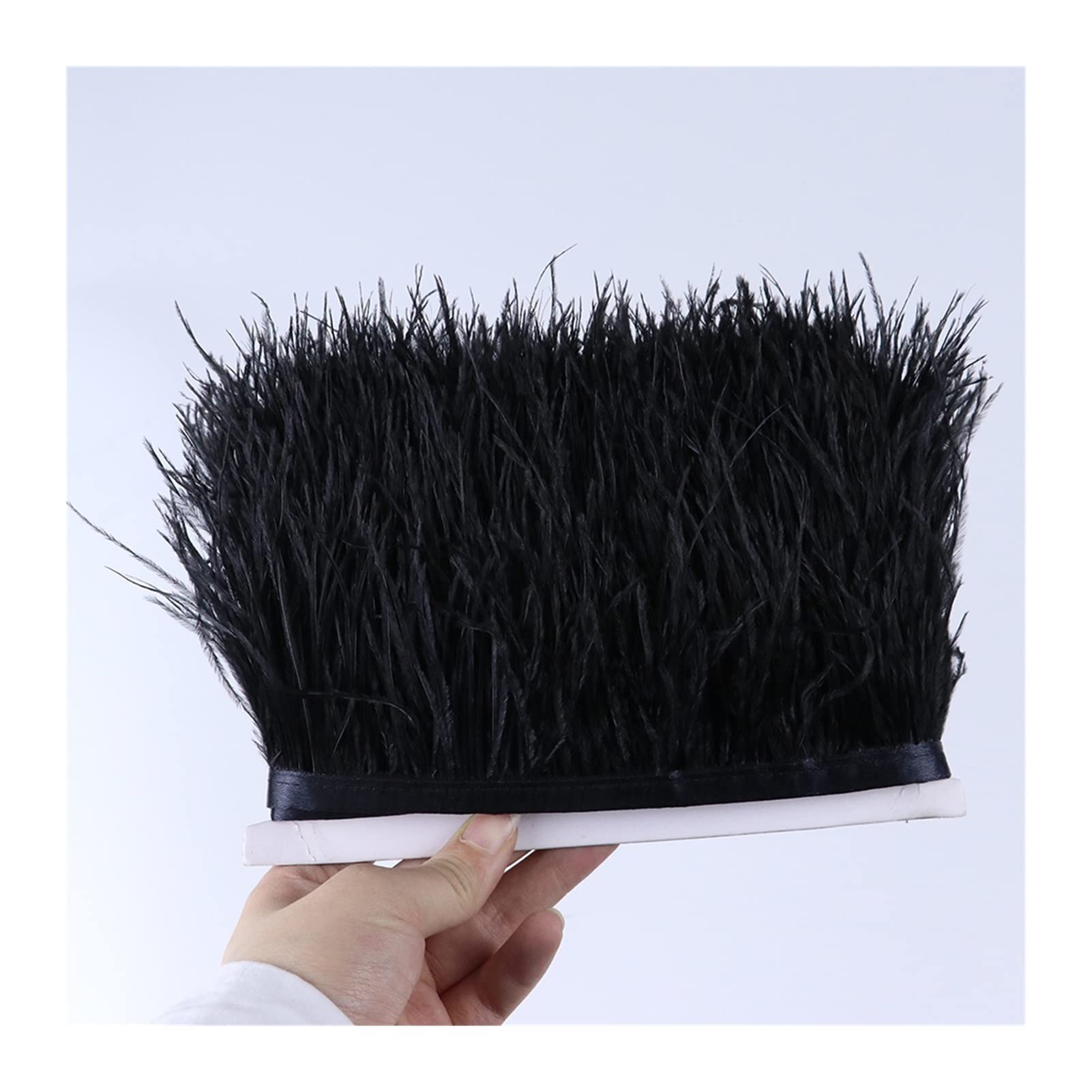 Ruban en plumes d'autruche noir de 10m pour la couture et customisation de jupe