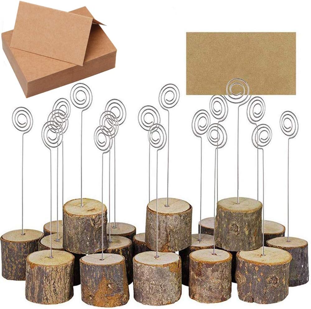 Wood Place Card Holders, 20 Pcs Rustic Place Wooden Card