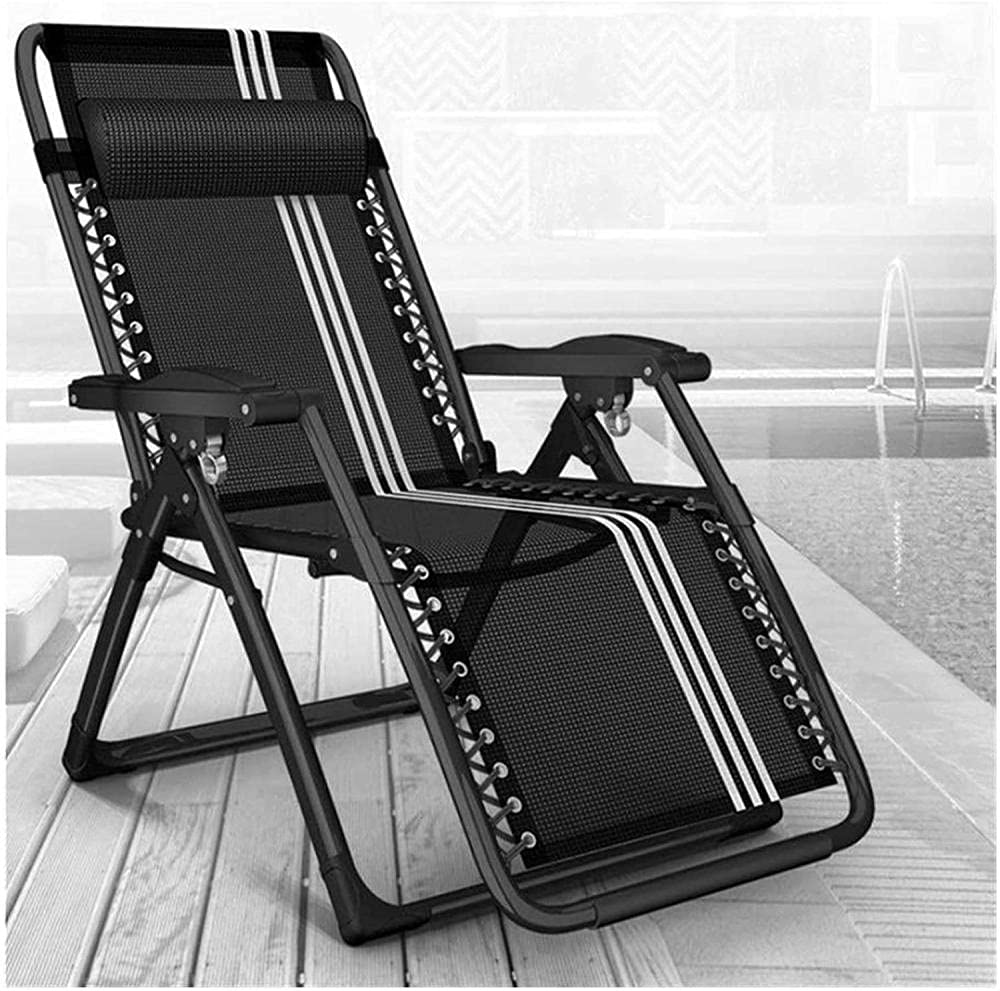 WOTZOV Recliner Black Garden Recliners Folding Adjustable Sun Lounger Chair Garden Sunbed Recliner The Beach Pool Outdoor Patio Camping Feet Steel-Balck