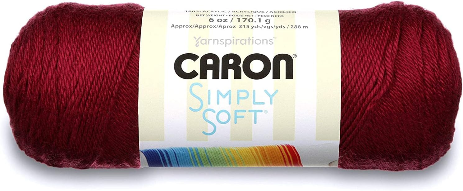 Caron Simply Soft Acrylic Aran Knitting Wool Yarn 170g - 9762 Burgundy