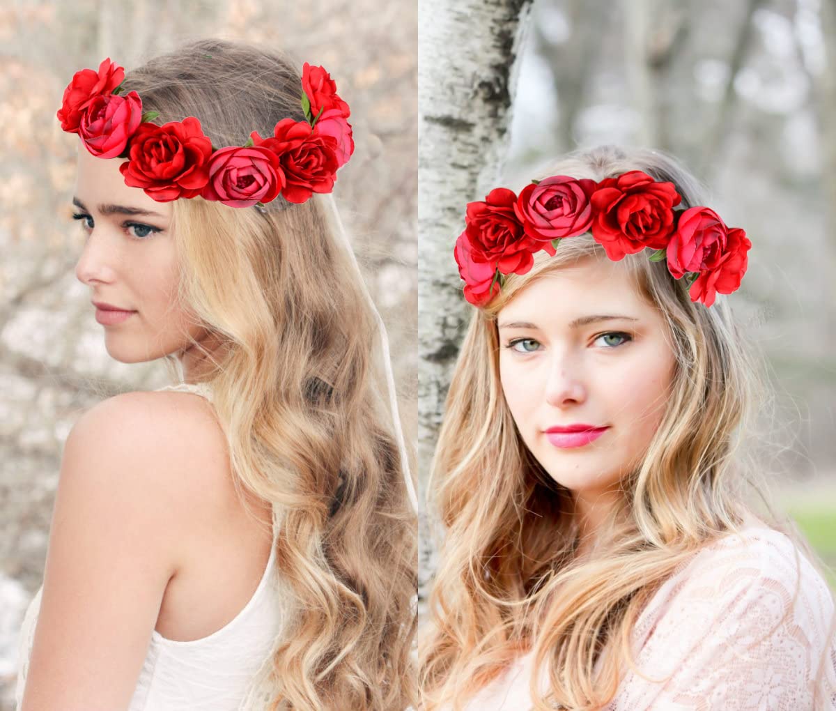 Amazon.com : HoveBeaty Flower Crown Rose Peony Garland  display picture 2