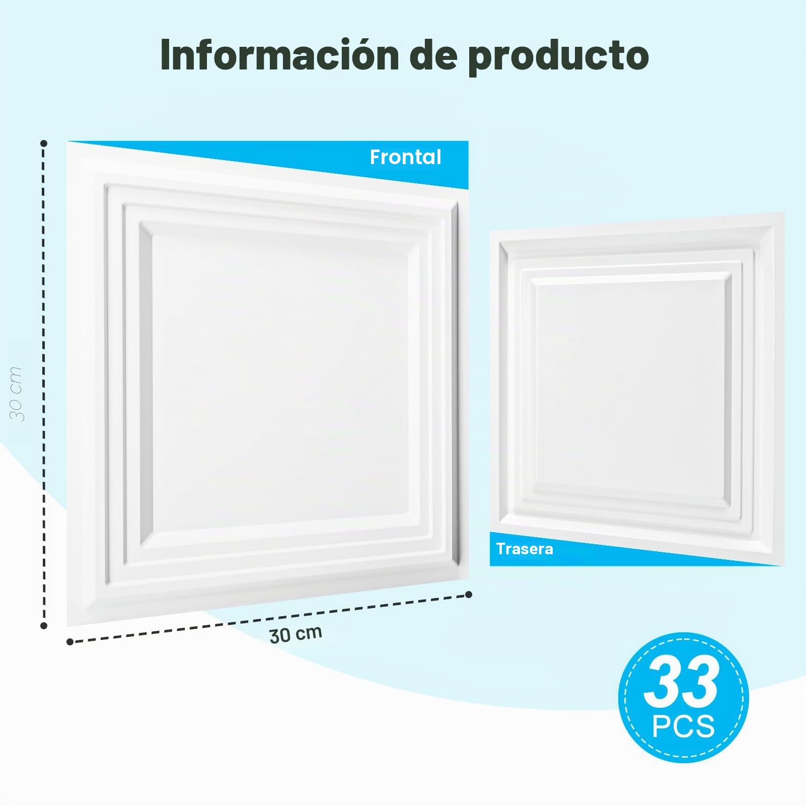 Art3d Paquete de 33 paneles de pared con textura 3D para decoración de interiores, paneles de pared decorativos de PVC impermeables para sala de estar, dormitorio, sala de juegos, 30 x 30 cm, Blanco
