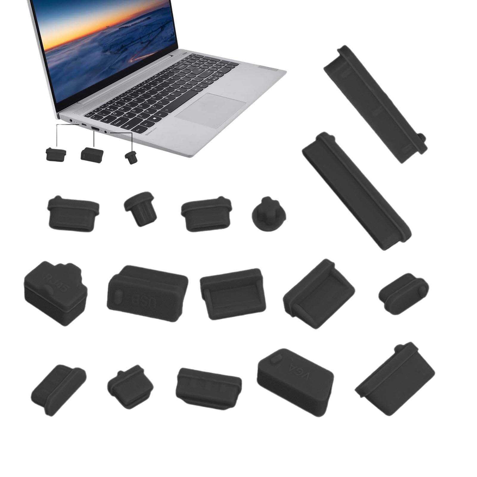 Bouchons anti-poussière USB C 16 pièces pour PC port