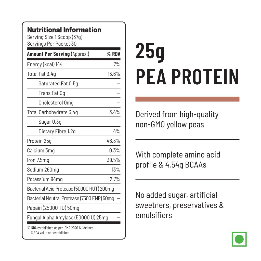 Unived Pea Protein Isolate with Natural Digestive Enzymes, 100% Vegan & Plant-Based, BCAAs, Amino Acid, Lean Muscle Development, Non-GMO & Sugar-Free, Natural (Chocolate 30 Servings) - Image 4 thumbnail