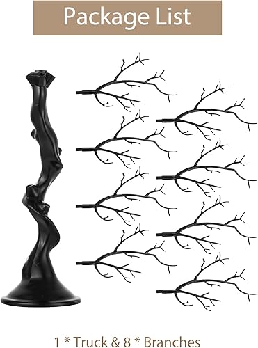Miniatura 5 de Sziqiqi Árbol artificial negro para centro de mesa, pequeños árboles falsos de 1.9 pies, árbol sintético para fiesta, cumpleaños, jardín, hogar,
