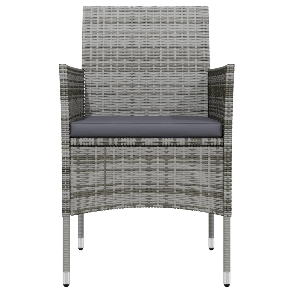 Juego de muebles de jardín de ratán de polietileno, color gris, negro, acero pulverizado, 140 x 70 cm, 4 sillas con cojín, juego de muebles de patio al aire libre