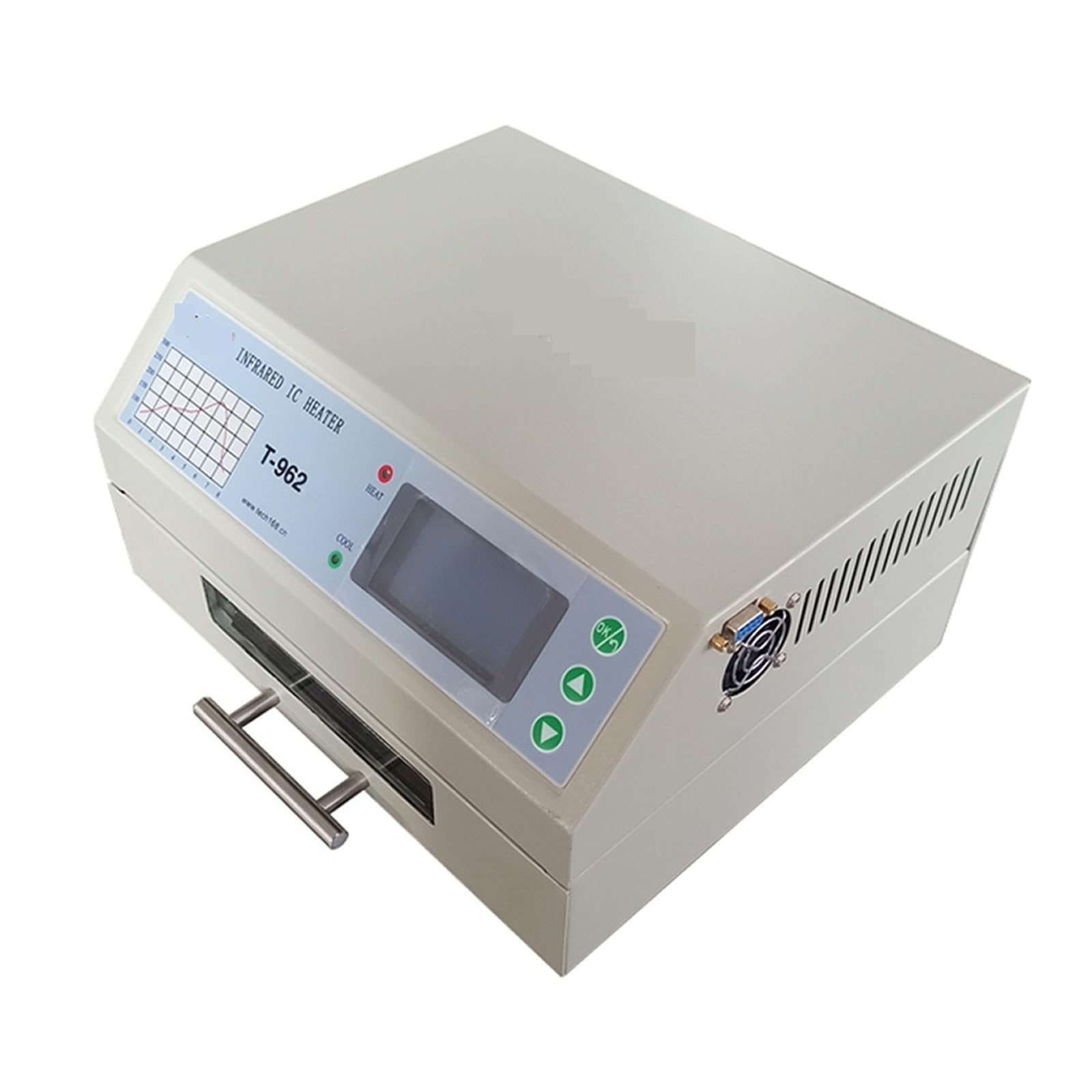 Piec rozpływowy 800 W, biurkowy, podgrzewacz podczerwieni T-962, lutownica, 180 x 235 mm, do lutowania układów BGA, SMD, SMT