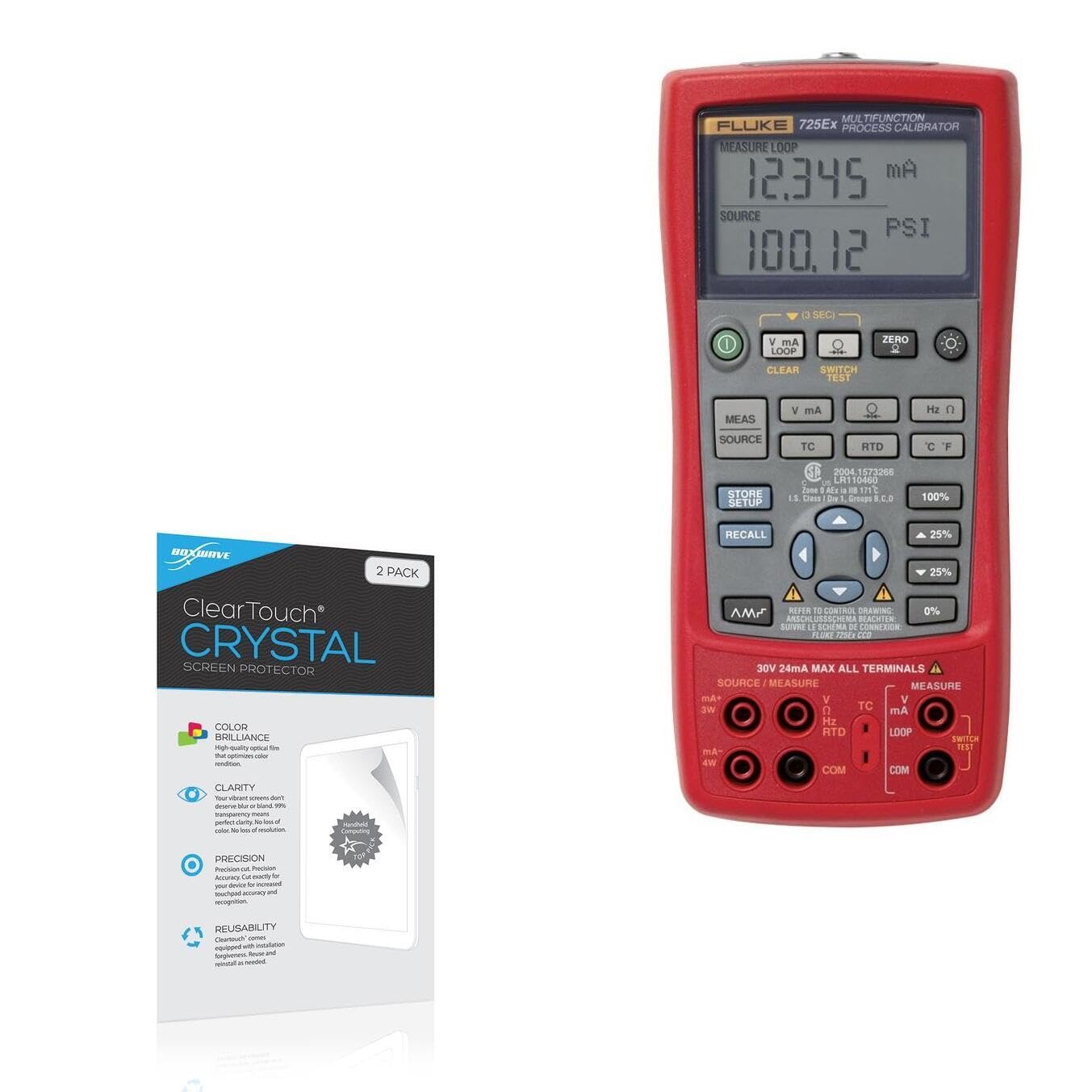 BoxWave Screen Protector Compatible with Fluke 725Ex - ClearTouch Crystal (2-Pack), HD Film Skin - Shields from Scratches
