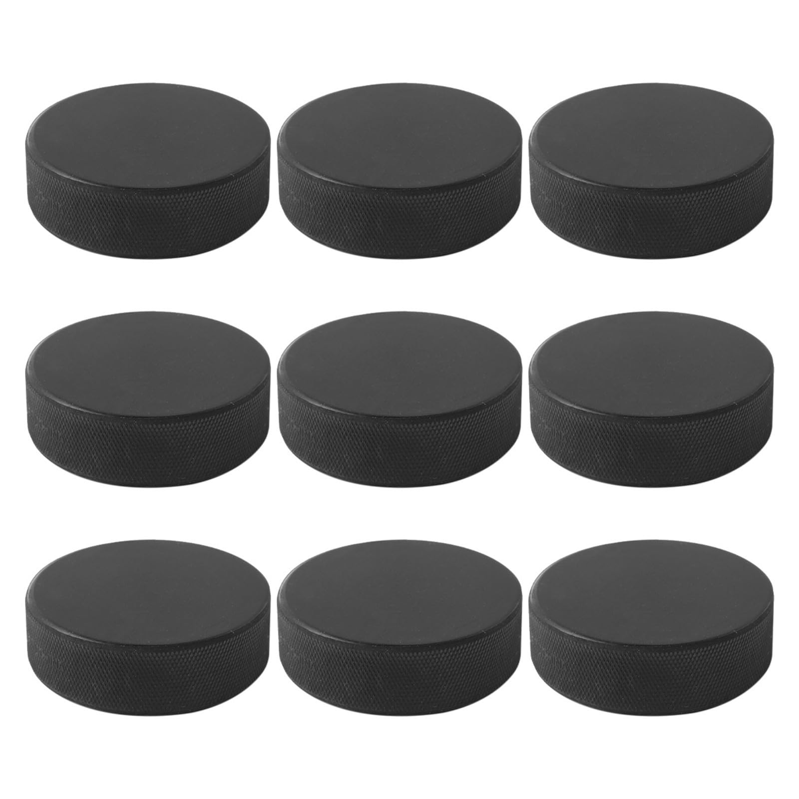 9 Pezzi Puck da Hockey su Ghiaccio Nero in Gomma per Allenamento