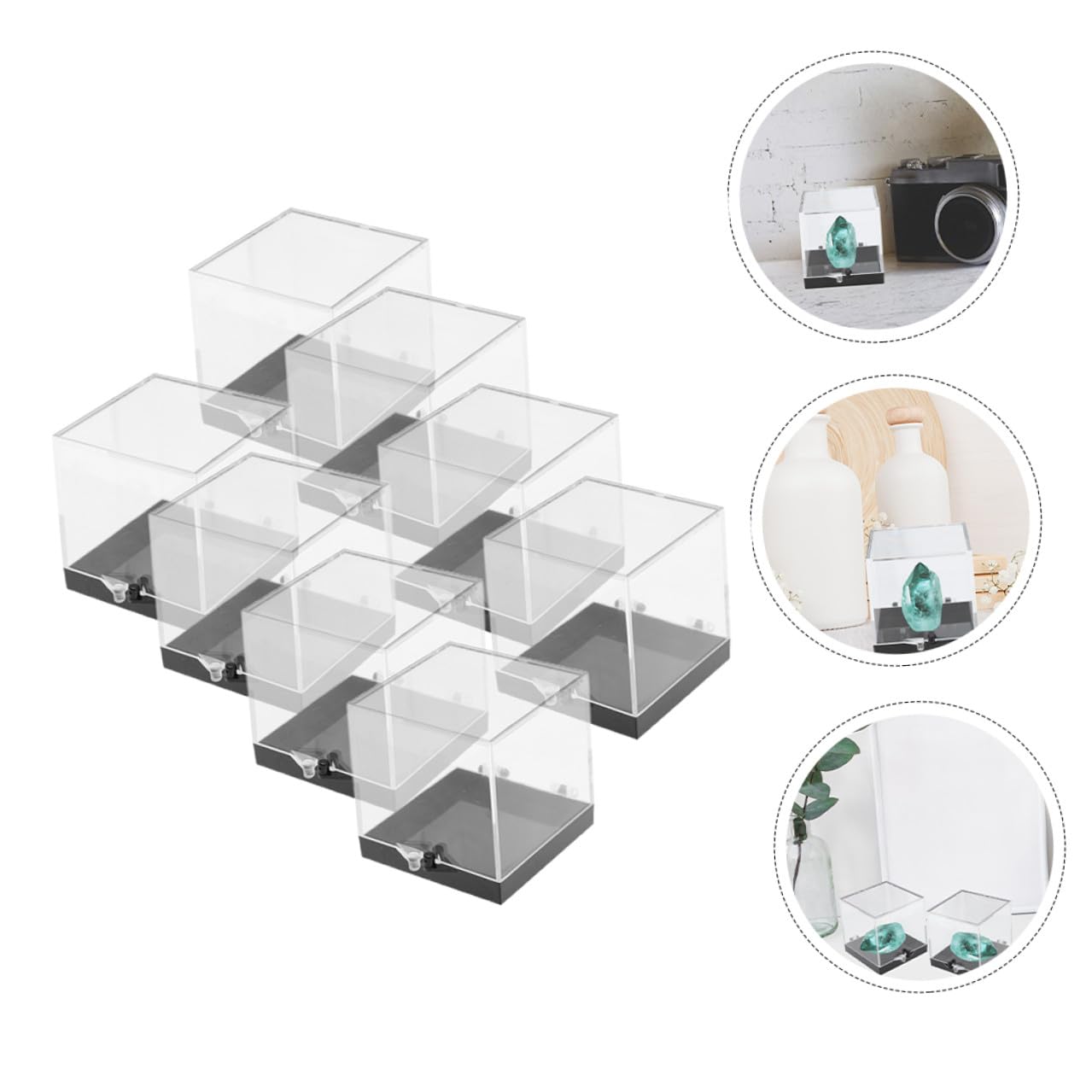 VALICLUD Boîte de Présentation Carrée en Plastique pour Minéraux 8pcs Légère et Résistante à l'abrasion pour Bureau et Rangement D'échantillons Précieux