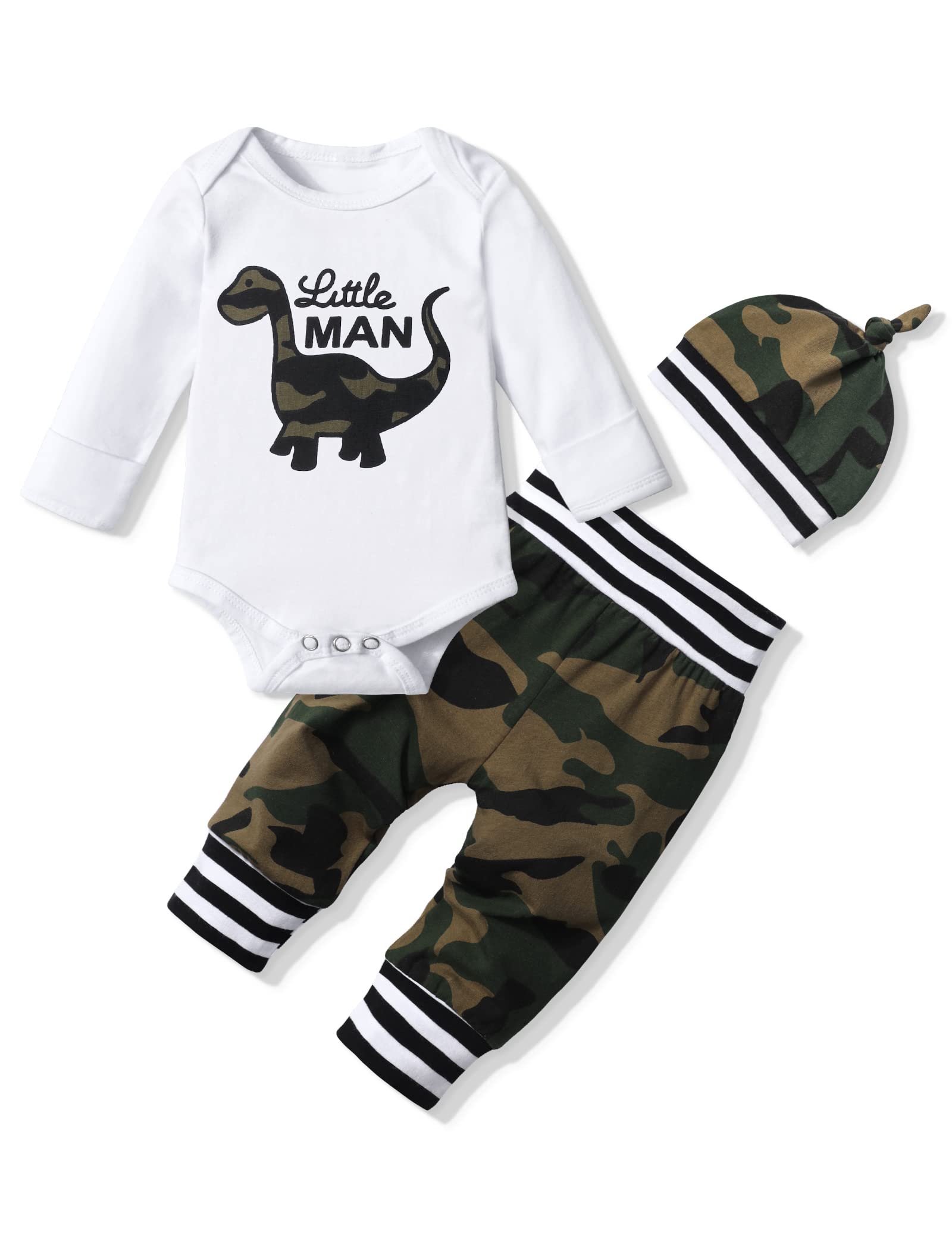 AGAPENGBaby Boy Clothes Newborn Boy Outfits Infant Letter Print Romper Long Pants Hat 3PCS Baby Boy's Clothing