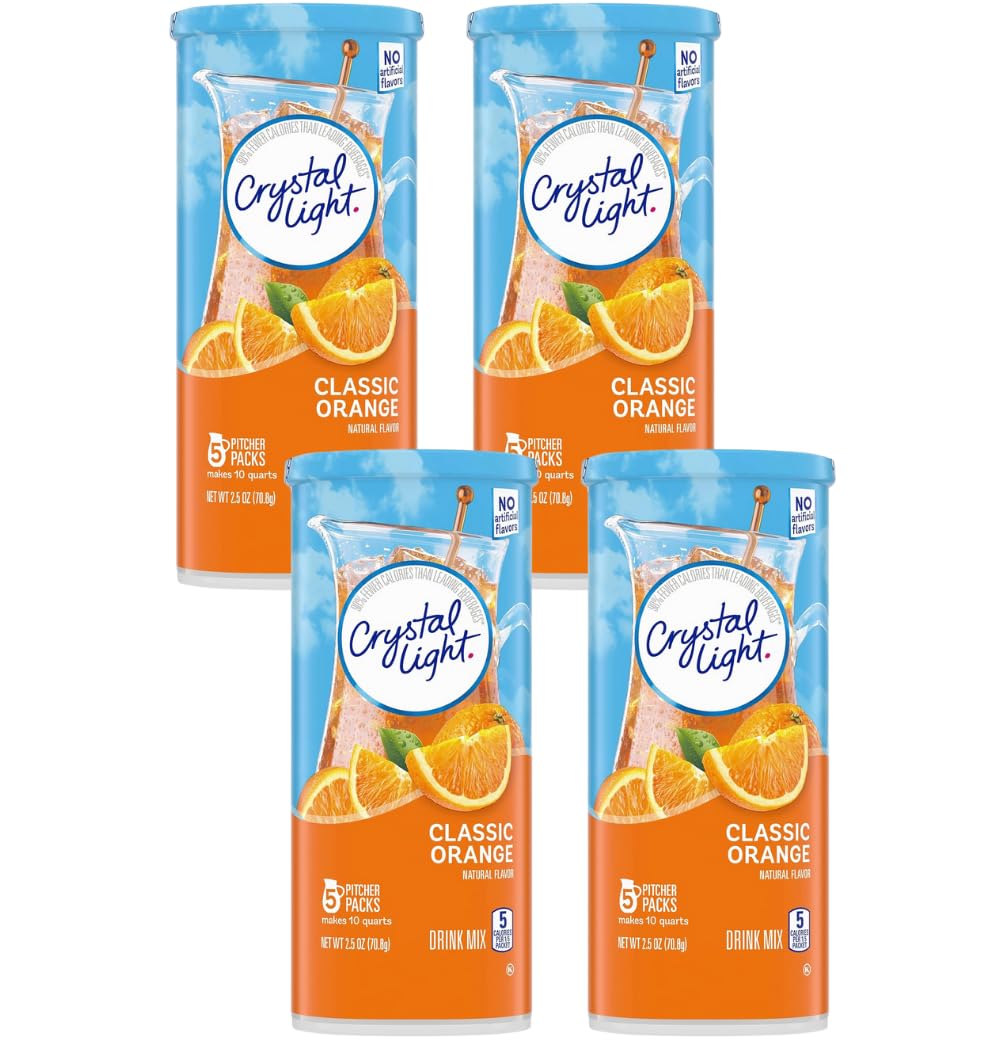 Classic Orange with Vitamin C & Calcium Drink Mix (20 Pitcher Packets, 4 Canisters of 5)