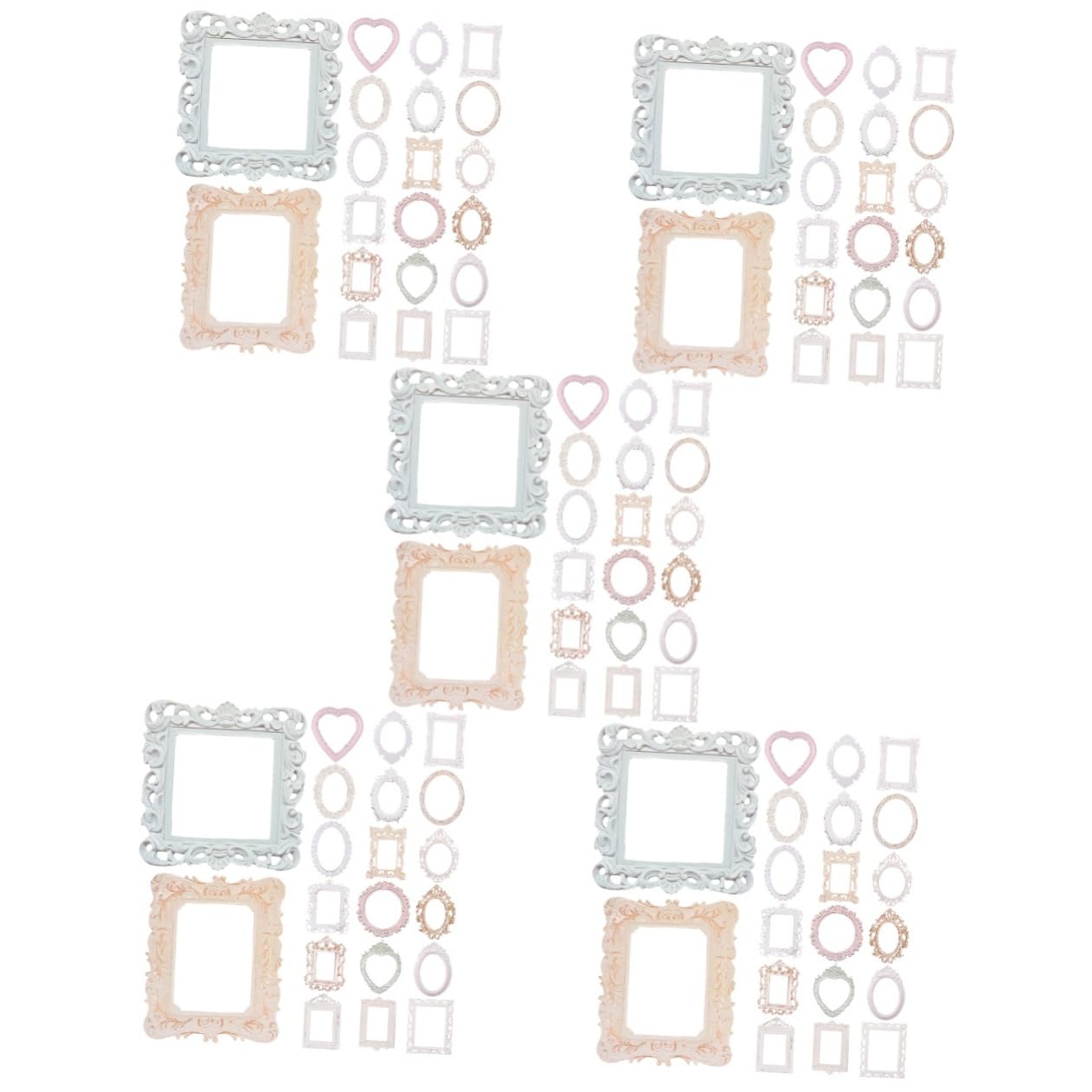 Tofficu 5 Sätze Basismaterial Papier Collage Papier Vintage Bilderrahmen Papierausschnitte Retro Fotorahmen Scrapbooking Papier Vintage Rahmen Weißer Bilderrahmen Decoupage 40 Blätter * 5