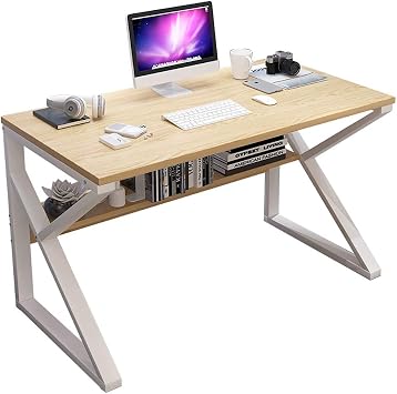 Computer Desk, Railway Home Office Laptop Desktop Computer Desk Study Table, Modern Wooden Desk, Learning Desk, Computer Desk, etc. Color White, Size 80x40x72cm