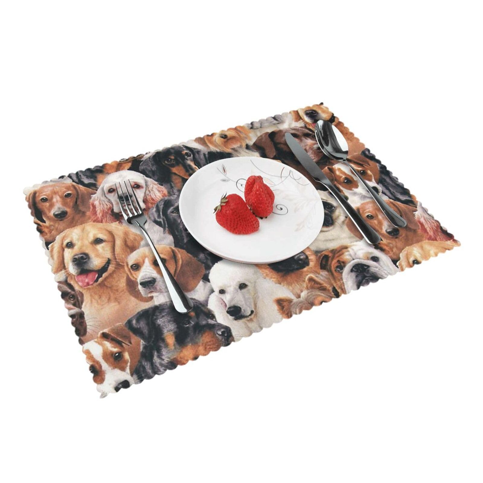 Many dogs Printed Placemats Set of 4 PCS Washable Placemat for Kitchen Table Heat-resistant Table Mats 45x30 CM
