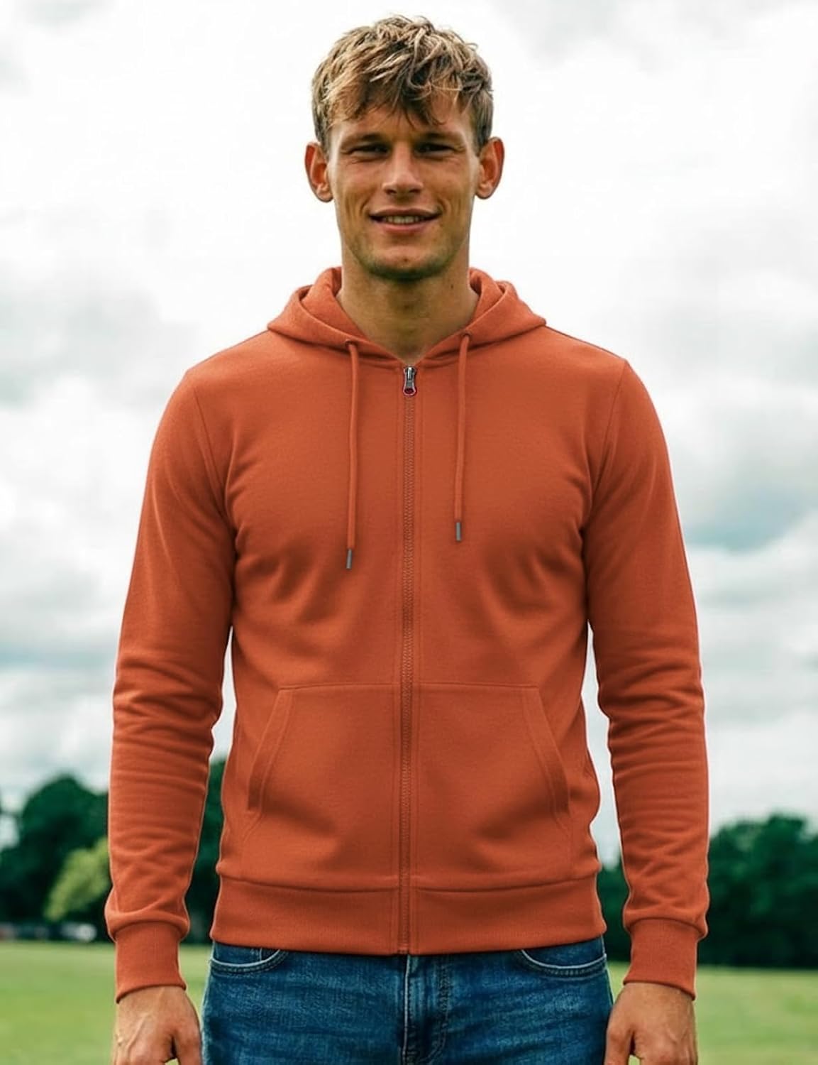 H2H Men's Zip Up Hoodie Lightweight Long Sleeve Basic Slim Fit Cotton SweatShirt with Pocket - Image 2