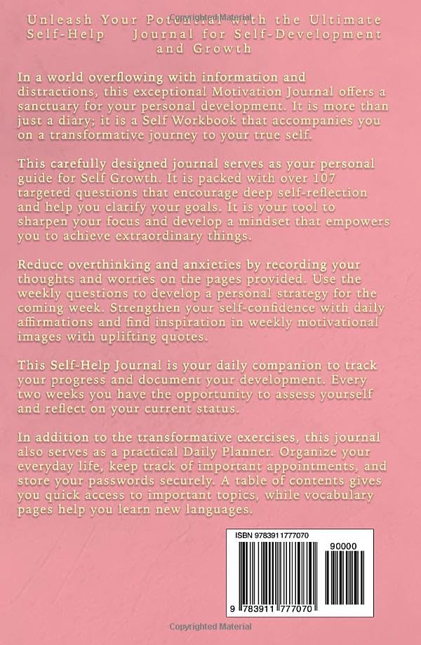 Daily Motivation Book for Women: Self Development and Self Help Journal for Growth and Success, undated Planner Goals, Hardcover Rose image 2 of 2 3911777078