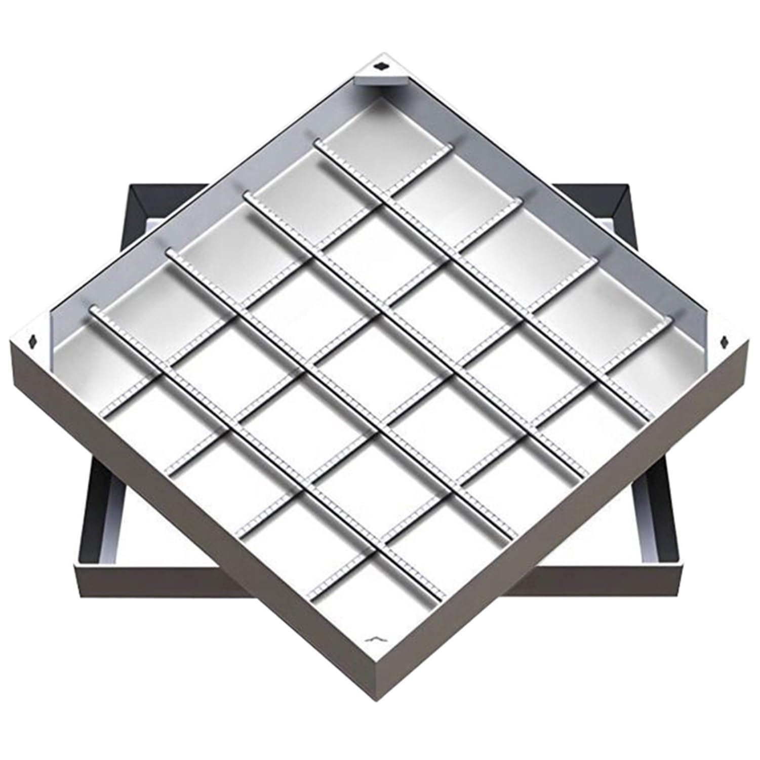 GJMSSMY Square Stainless Steel 304 Inspection Cover Free-Opening Manhole Lid for Rainwater Drains Silver Color (80x80cm/31.5x31.5in)