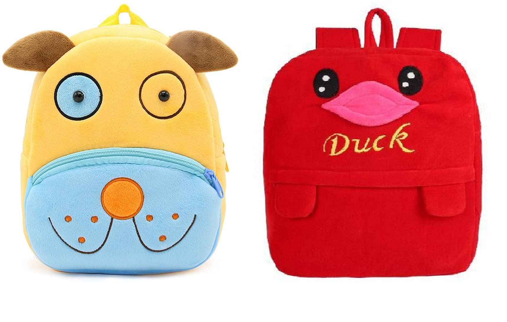 blue tree Kids School Bag Soft Plush Backpack Cartoon Bags Mini Travel Bag for for Girls Boys Toddler Baby Cute Dog & Red Duck