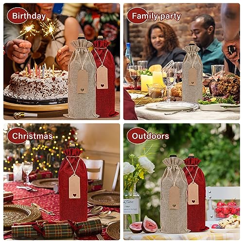 Image of Sailup Burlap Wine Bags 12 Pcs Wine Bottle Gift Bags with Drawstrings Tags & Ropes for Christmas Weddings Holiday Party, Birthdays, Travel, Blind Tastings, Reusable Gift Bags Home Storage 750ml