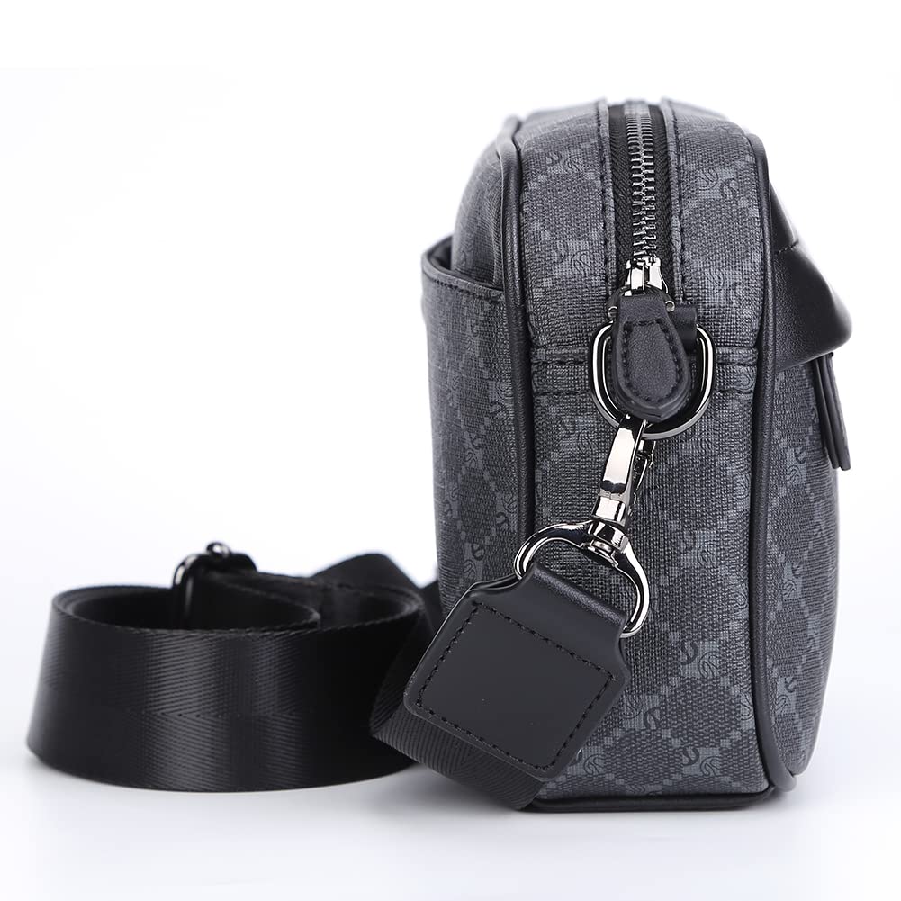 Starnearby - Bolso bandolera para hombre, de piel sintética, Crossbody Bag, pequeño bolso cuadrado, bandolera, bolsa para teléfono móvil, bolsa para negocios, viaje y trabajo