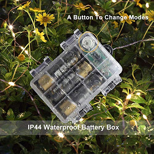 UPGRADE 66Ft 200 LED Waterproof Fairy Lights Battery Operated, 8 Modes Copper String Lights with Remote Control for Bedroom Dorm Indoor & Outdoor Decorations