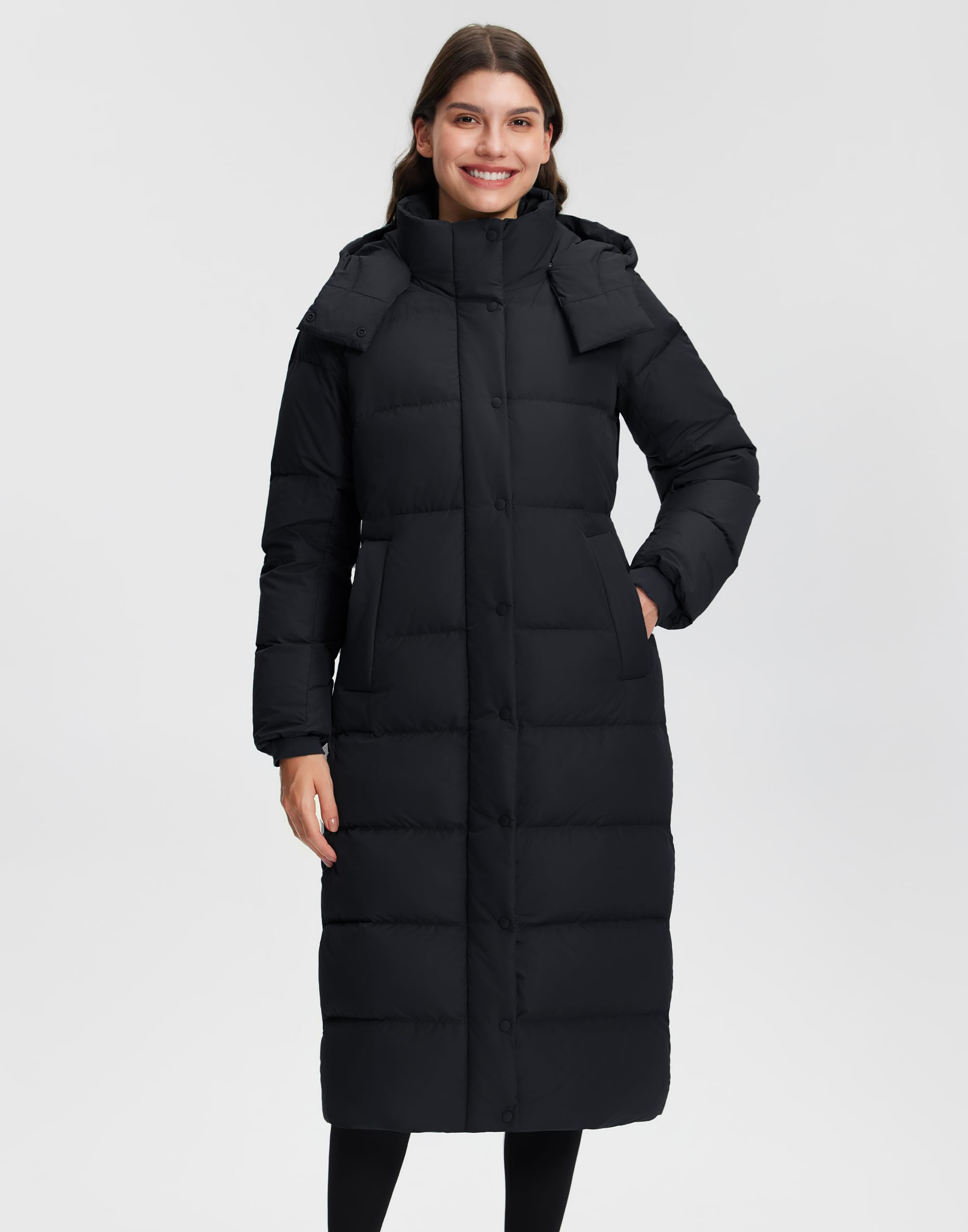Pioneer Camp Manteau d'Hiver Femme Long et Chaud - Doudoune Imperméable et Coupe-Vent - Manteau Matelassé avec Capuche Amovible et Poche - Manteau en Duvet pour Hivers Froids