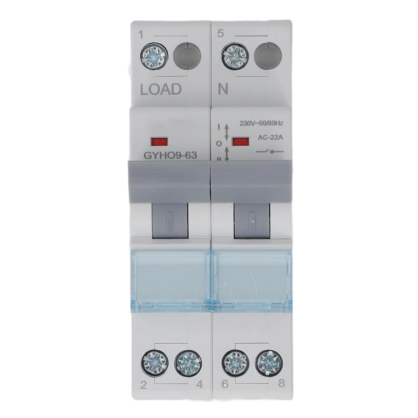 Manual Transfer Switch 2 Pole 63A 35mm DIN Rail Mount Dual Power Changeover Switch for Generator Ready Household Use
